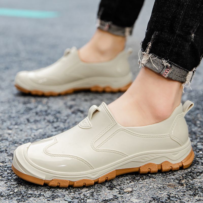Men Shoes Offer - 夏ロートップ男性靴防水浅いメンズレインブーツ耐摩耗性提供ガロッシュ都市屋外泥 Pvc ガンブーツ