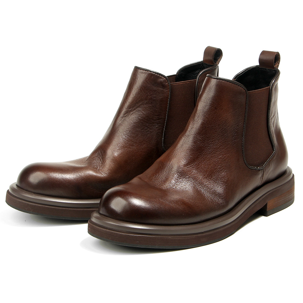Men Shoes Trainers - メンズ チェルシー ブーツ ハイトップ 本革 ドレスシューズ