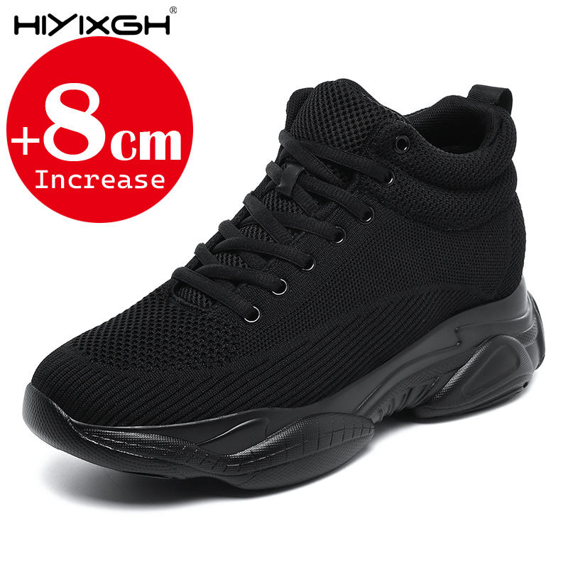 Men'S Shoes To Increase Height - 男性女性 8 センチメートル身長増加スニーカーメッシュ通気性ハイトップカジュアルスポーツシューズプラットフォーム隠しエレベーターシューズサイズ 38-46