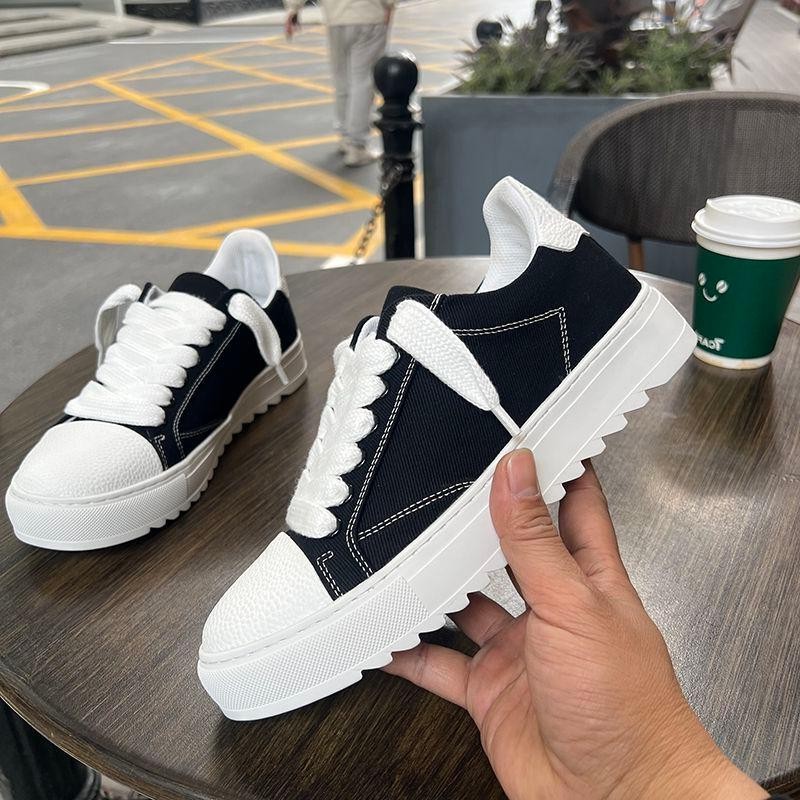 Men'S Shoes To Increase Height - ローカットファッション トレンド 多用途キャンバスシューズ メンズ デニム プラットフォーム
