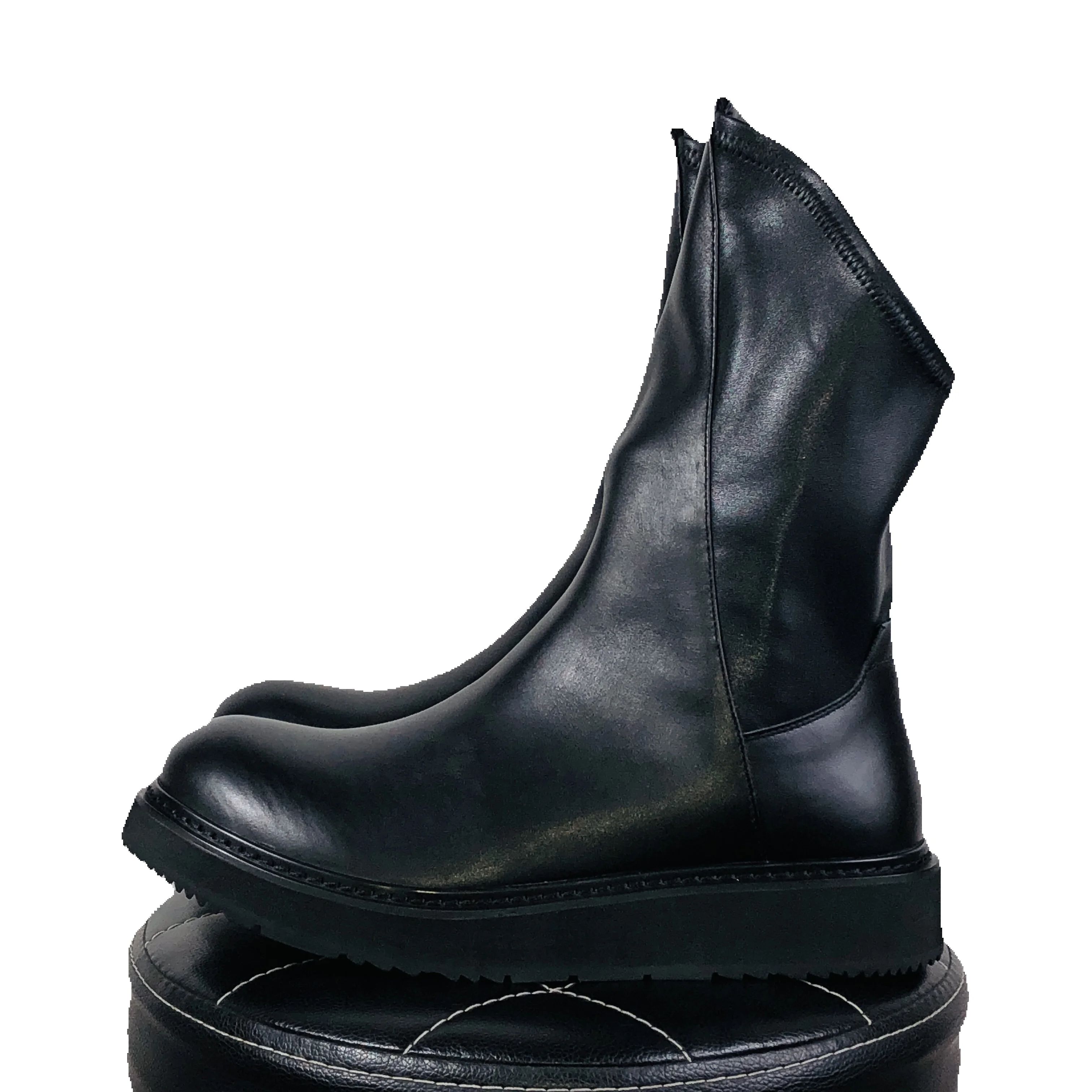 Men Shoes Trainers - 男性ハイトップブーツプラットフォームカジュアル本革スニーカー高級トレーナースニーカーストリート秋黒靴
