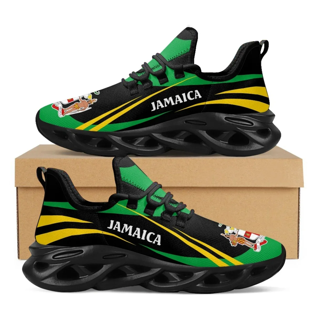 Men Shoes Trainers - ジャマイカ国旗プリントシューズメンズスニーカー 2022 ブレードランニングシューズ通気性男性靴トレーナーファッション男性カジュアルシューズ男性用