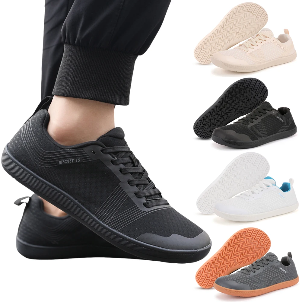 Men Shoes Trainers - 男性と女性のためのミニマリストの裸足の靴,クロストレーナー,滑り止め,つま先の広いウォーキングシューズ,通気性,軽量テニスシューズ