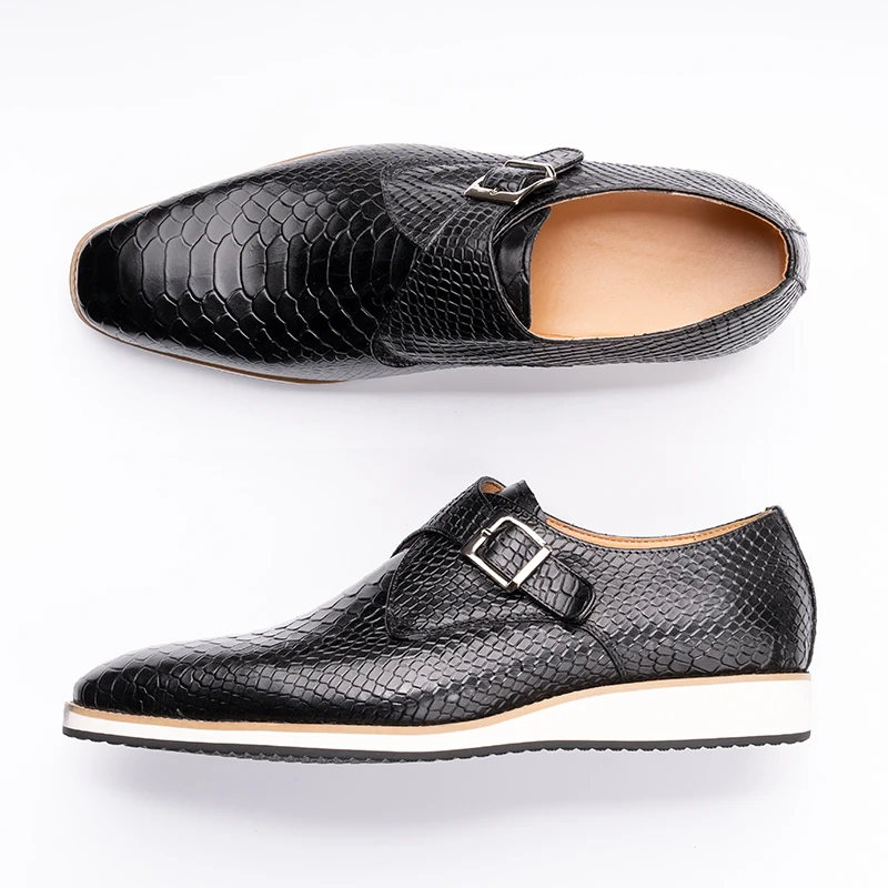 Monk Strap Shoe - 高品質メンズカジュアルシューズ手作り本革通気性靴男性革ファッションバックルモンクストラップカジュアルスニーカー