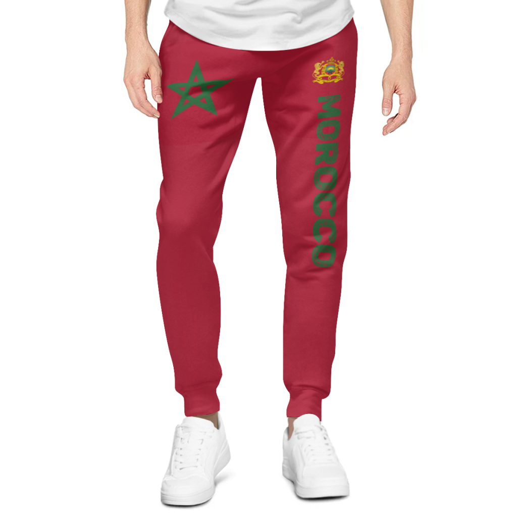 Men Shoes Joggers - 2025 モロッコ国旗メンズスウェットパンツポケット付きジョガー男性用スポーツカジュアルスウェットパンツ巾着付き