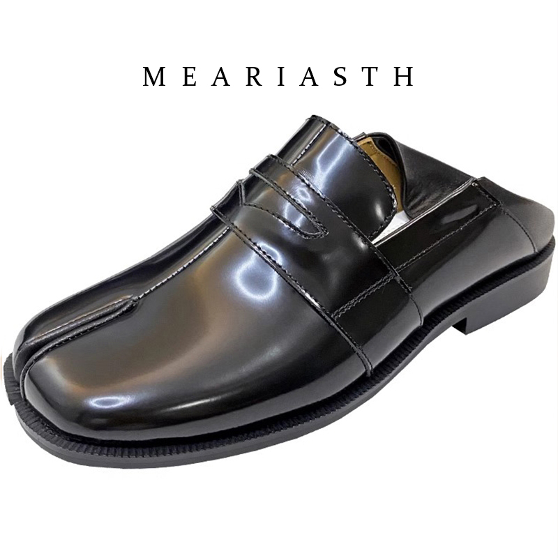 Men'S Shoes Qn - 黒のタビシューズ、スプリットトゥ、パテントレザー、女性用ローファー、滑り止め、軽量、ラウンドトゥ、幅広、カジュアル、キュート、メンズモカシン