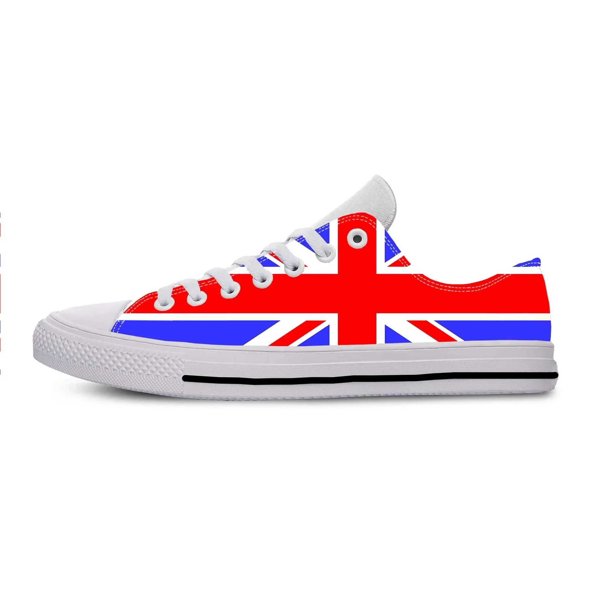 Men Shoes Uk - 英国イングランドユニオンジャック英国旗カジュアル布靴ロートップ快適な通気性のある 3D プリント男性女性スニーカー
