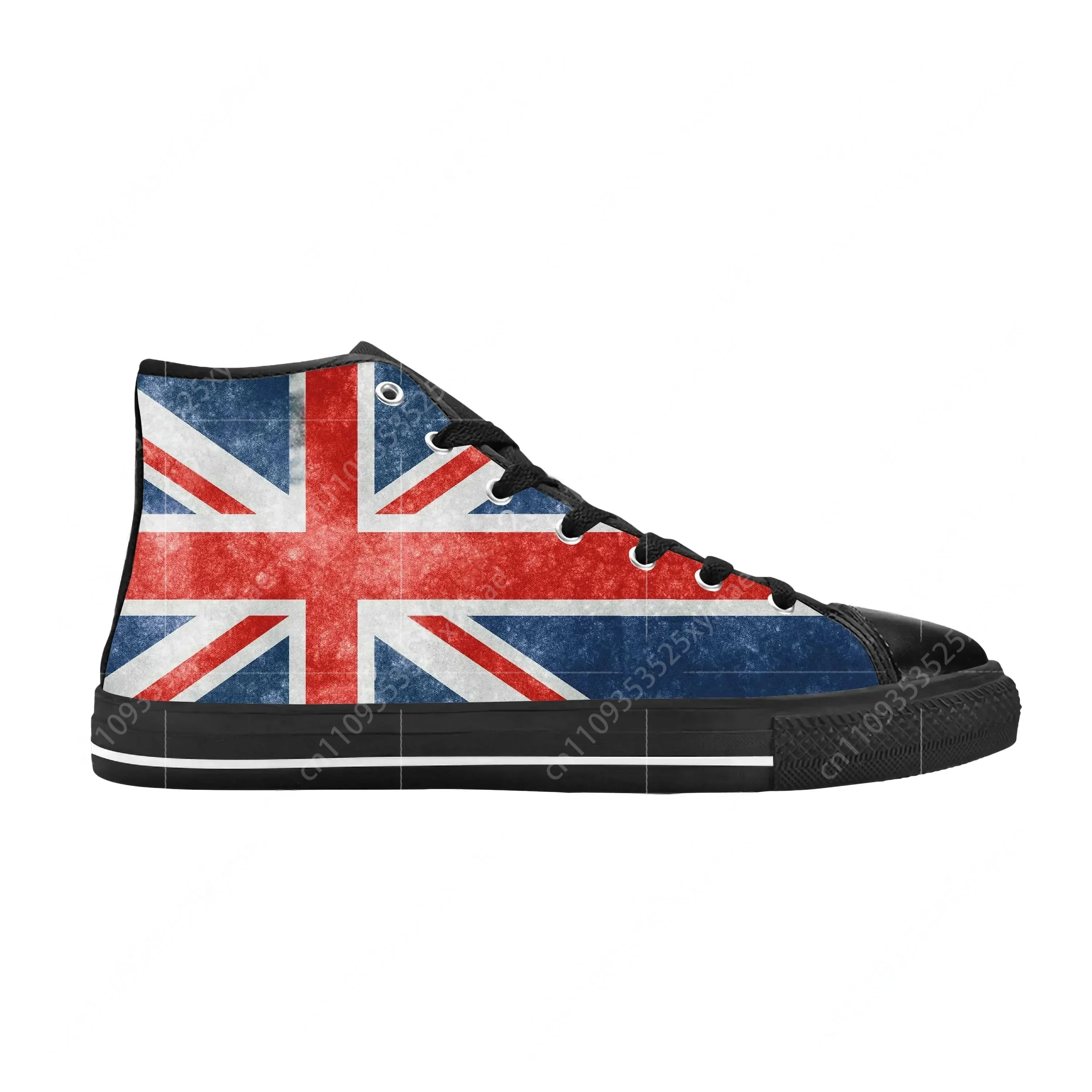 Men Shoes Uk - 英国イングランドユニオンジャック英国旗カジュアル布靴ハイトップ快適な通気性のある 3D プリント男性女性スニーカー