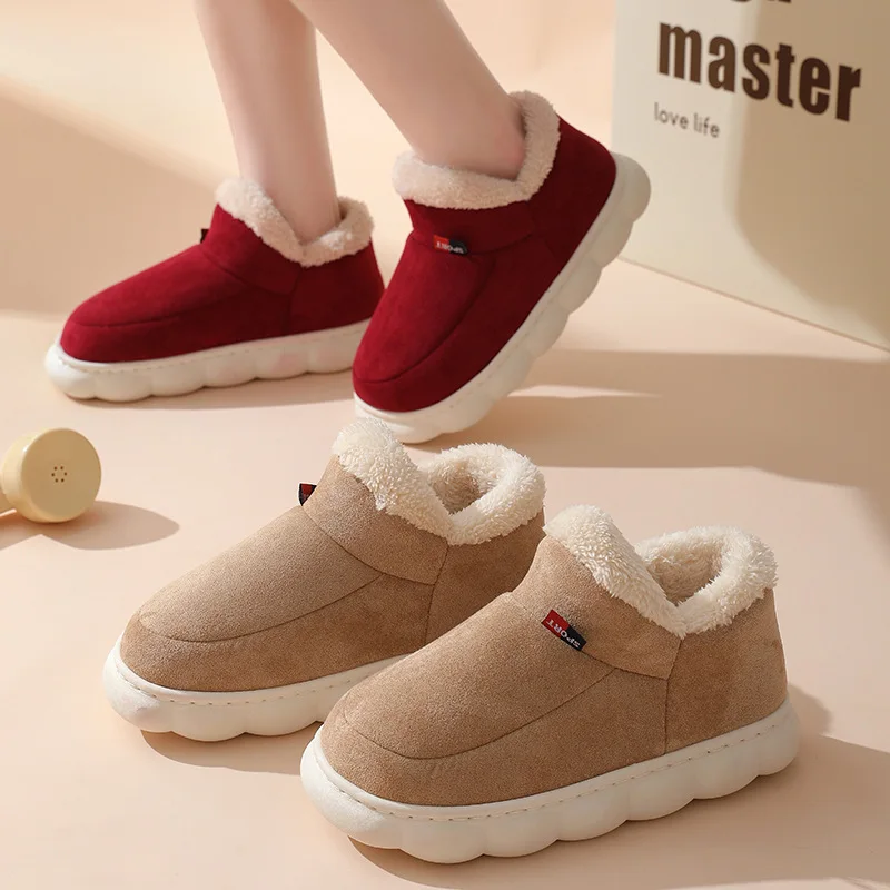 Men Shoes Size To Women - 2025年冬用メンズカジュアルハウスシューズ、レディースアウトドア用暖かいコットンシューズ、女性用室内用プラッシュパッド入りスリッパ