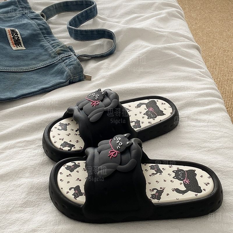 Men Shoes Size To Women - Printting かわいいクマの女性スリッパ夏屋内ソフト漫画サンダル浴室滑り止め屋外快適な男性レジャー靴カップル