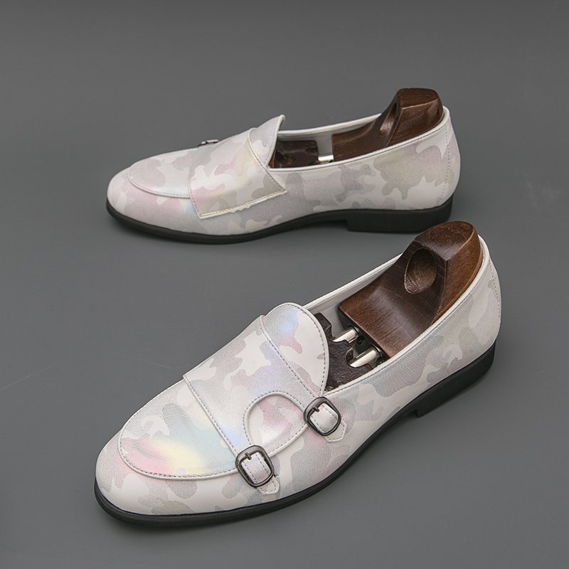 Monk Strap Shoe - 通気性のあるメンズローファーカラフルなモンクストラップシューズビジネスカジュアル快適なウォーキングシューズ男性用ファッションスリップオンソフトソール