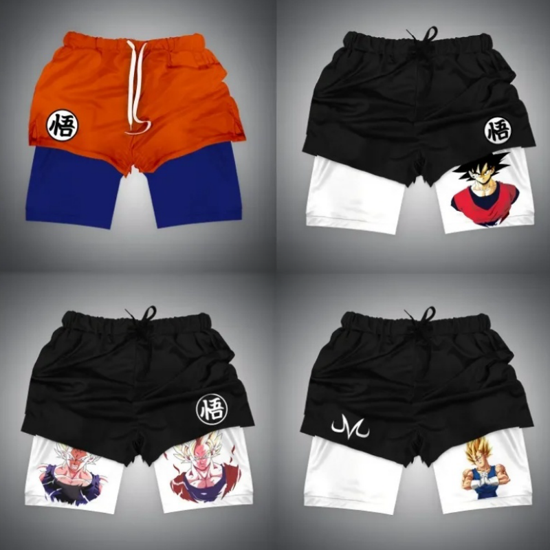 Men Shoes Joggers - 男性用ドラゴンボールアニメショーツ,孫悟空,ベジータ,ダブルレイヤー,プリントボード,スポーツ,通気性,快適