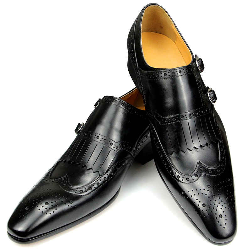 本革の先のとがったつま先の靴,ビジネスシューズ,滑り止め,高 - Monk Strap Shoe のレビューと価格