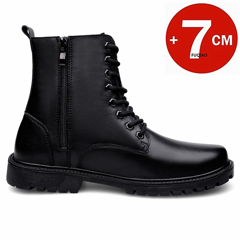 メンズ本革エレベーターブーツ 冬用暖かい裏地付きジップアップ - Men'S Shoes To Increase Height のレビューと価格