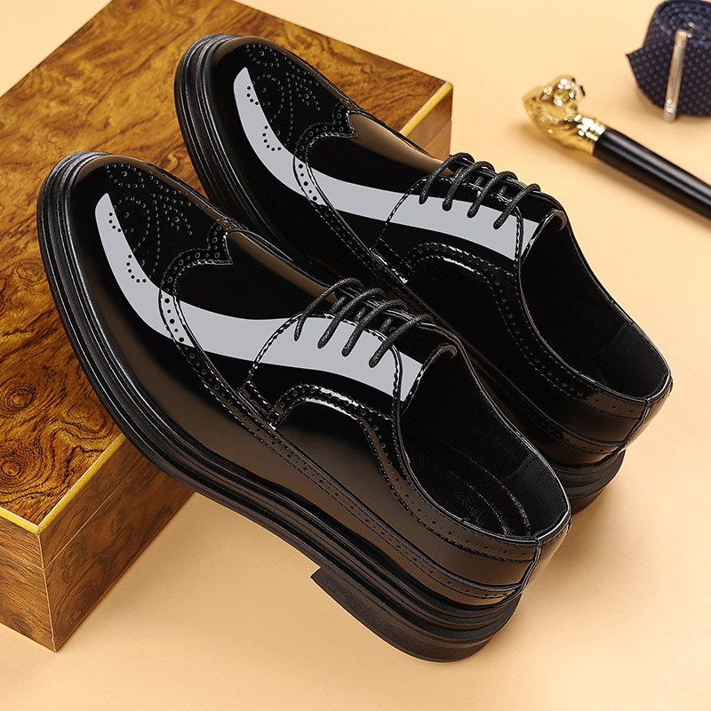 メンズ パテントレザー ブローグ ドレスシューズ レースアッ - Men Shoes Formal のレビューと価格