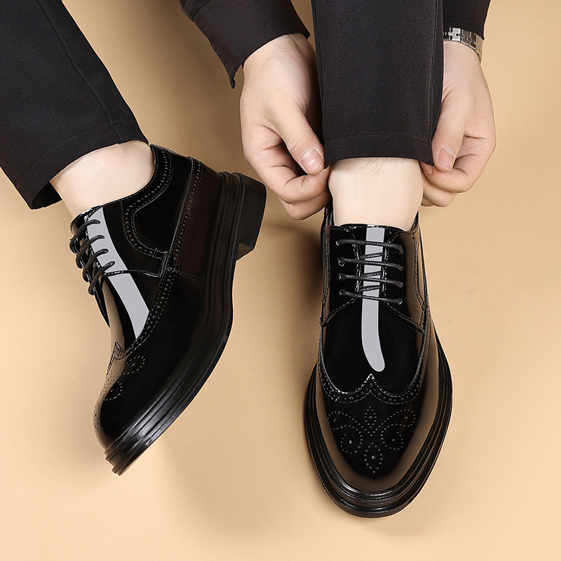 メンズ パテントレザー ブローグ ドレスシューズ レースアッ - Men Shoes Formal のレビューと価格