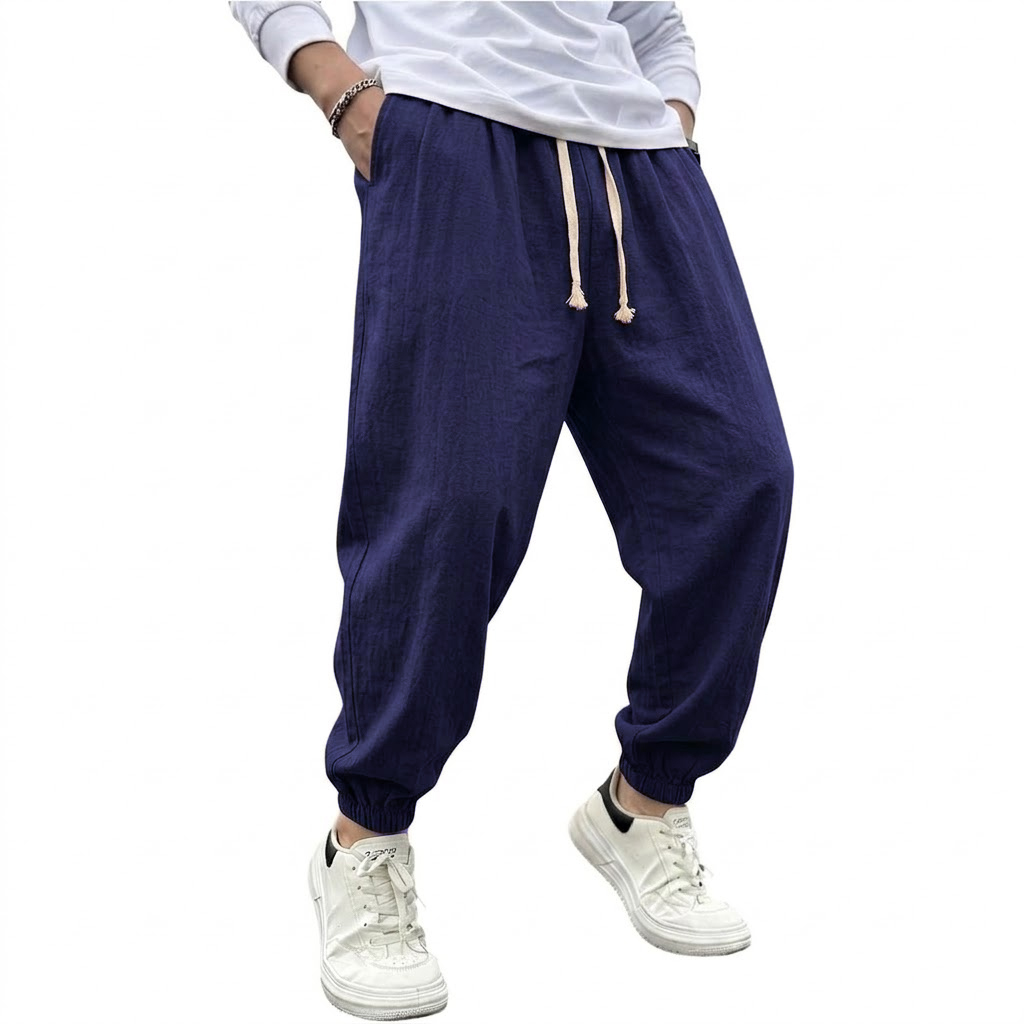 メンズコットンリネンハーレムパンツ、無地ヨガジョガー、カジュ - Men Shoes Joggers のレビューと価格