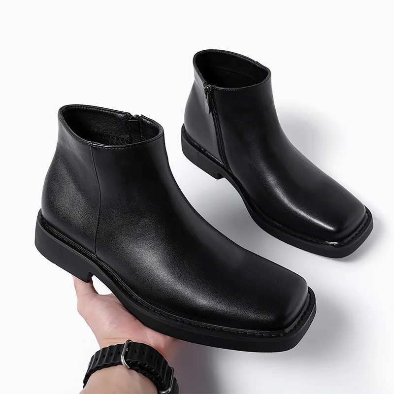 黒の新ファッション男性カジュアル革靴秋冬ドレスアンクルブーツ - Men'S Shoes Qn のレビューと価格