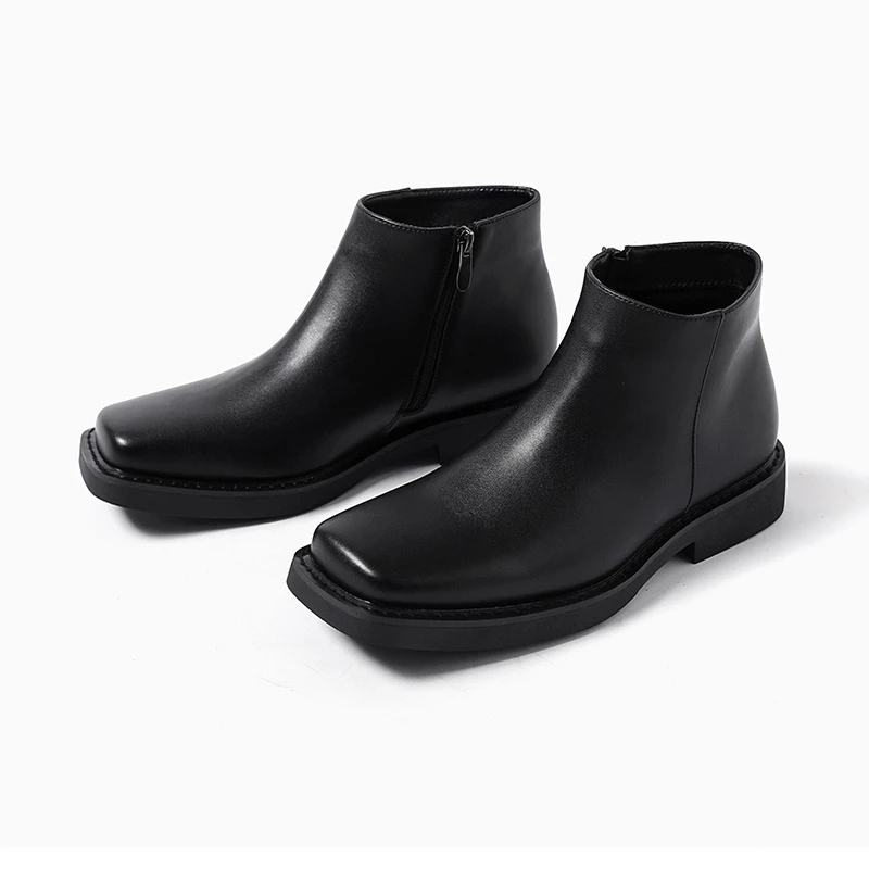 黒の新ファッション男性カジュアル革靴秋冬ドレスアンクルブーツ - Men'S Shoes Qn のレビューと価格