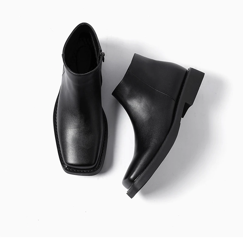 黒の新ファッション男性カジュアル革靴秋冬ドレスアンクルブーツ - Men'S Shoes Qn のレビューと価格