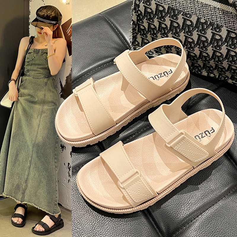 夏の女性用サンダル - 韓国風のおしゃれなフラットサンダル、 - Velcro Strap Sandal のレビューと価格