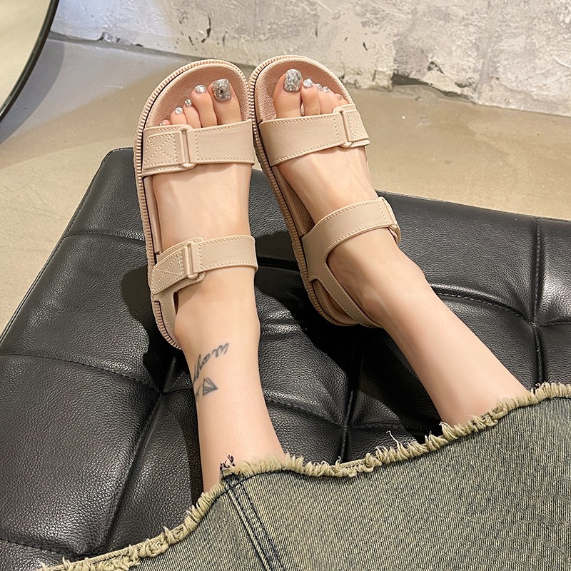 夏の女性用サンダル - 韓国風のおしゃれなフラットサンダル、 - Velcro Strap Sandal のレビューと価格