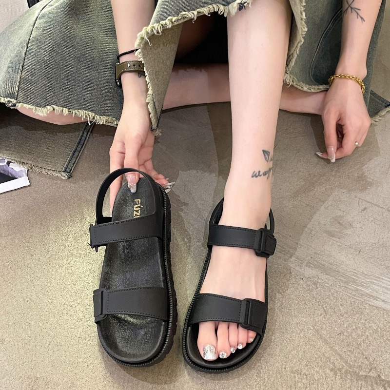 夏の女性用サンダル - 韓国風のおしゃれなフラットサンダル、 - Velcro Strap Sandal のレビューと価格