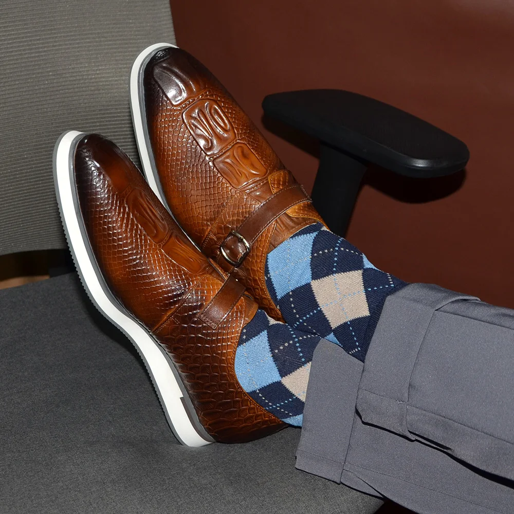 牛本革メンズカジュアルビジネスシューズバックル付きモンクスト - Monk Strap Shoe のレビューと価格