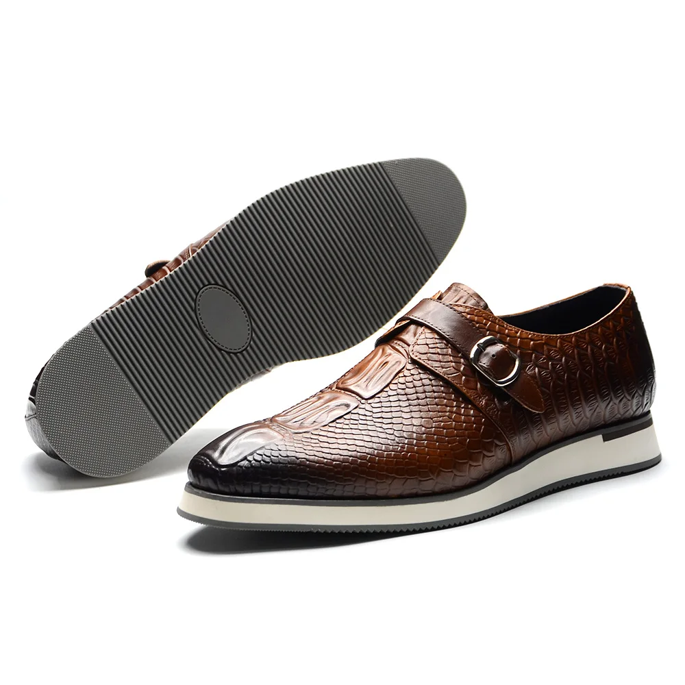 牛本革メンズカジュアルビジネスシューズバックル付きモンクスト - Monk Strap Shoe のレビューと価格