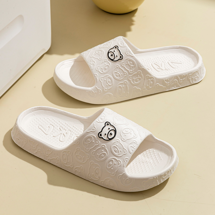 印刷かわいいクマ女性スリッパ夏屋内ソフト漫画サンダル浴室滑り - Men Shoes Size To Women のレビューと価格