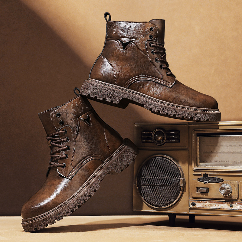 6cm身長アップ効果のあるメンズブーツ、レザー製、アウトドア - Men'S Shoes To Increase Height のレビューと価格