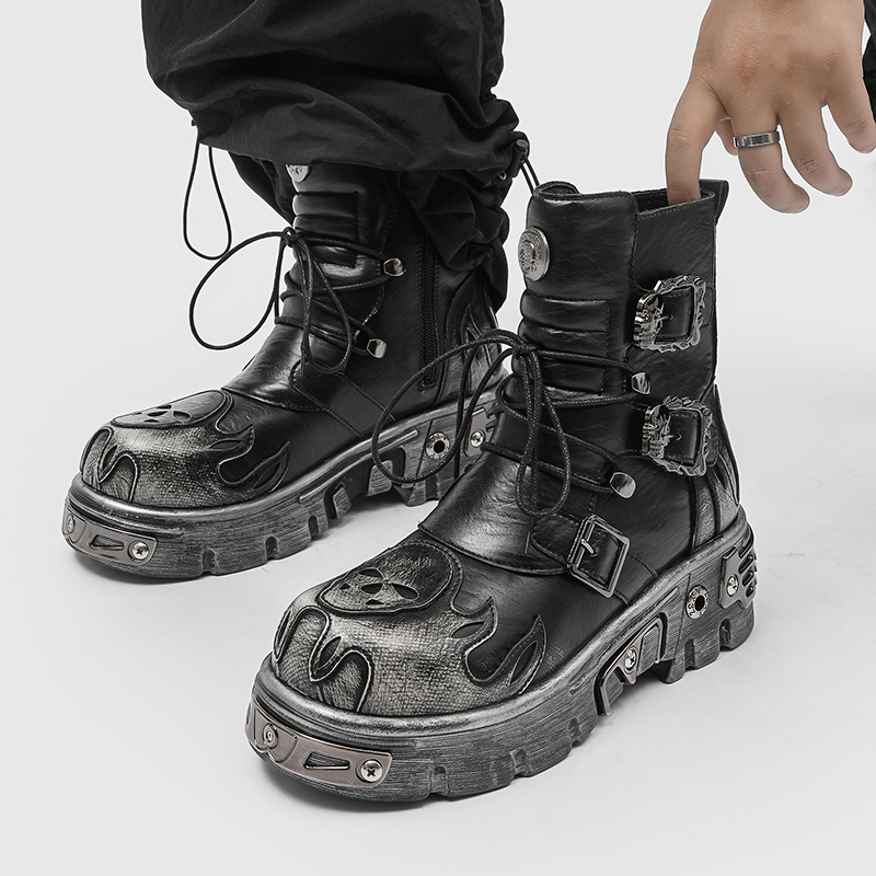 パンクスタイル レトロクール スカルフレーム パーソナライズ - Men'S Shoes To Increase Height のレビューと価格