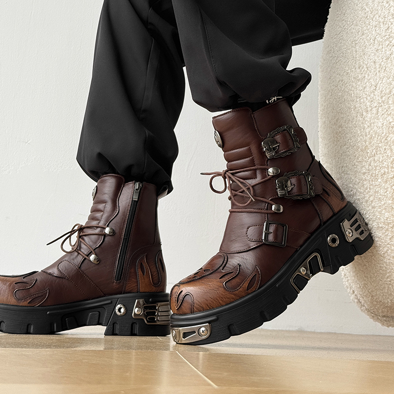 パンクスタイル レトロクール スカルフレーム パーソナライズ - Men'S Shoes To Increase Height のレビューと価格