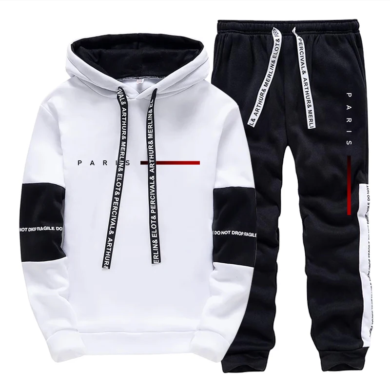 パリファッションパーカーストリートウェアメンズセットフード付 - Men Shoes Joggers のレビューと価格