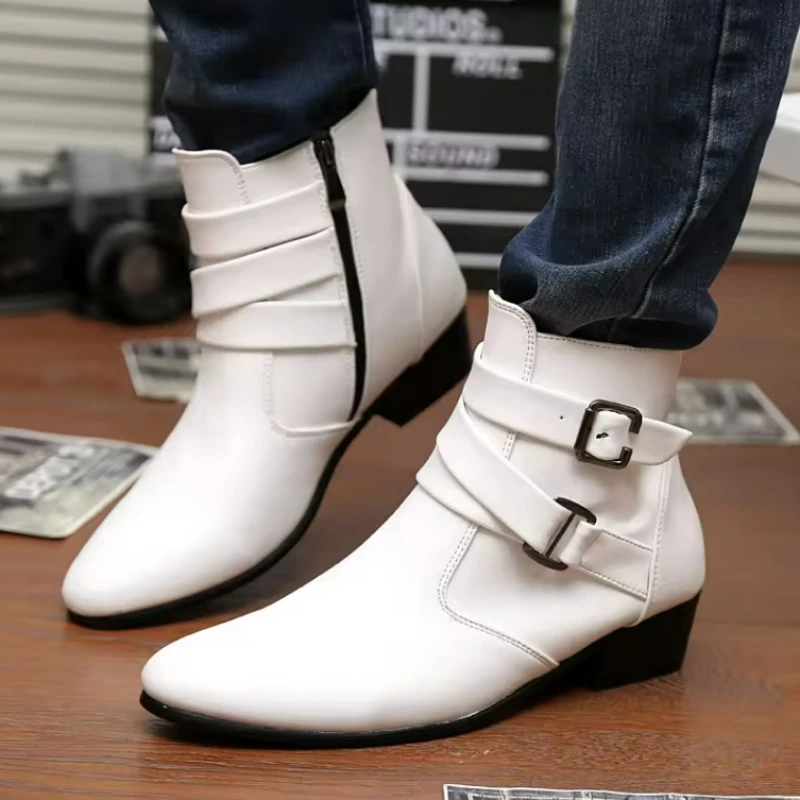 新しいメンズブーツ レザーチェルシーブーツ ハイトップバック - Men Shoes Formal のレビューと価格