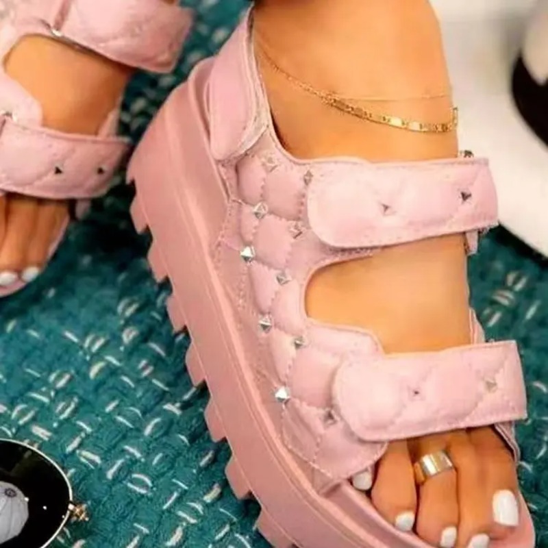 女性用の厚底サンダル,2層,ファッショナブル,アウトドア,耐 - Velcro Strap Sandal のレビューと価格