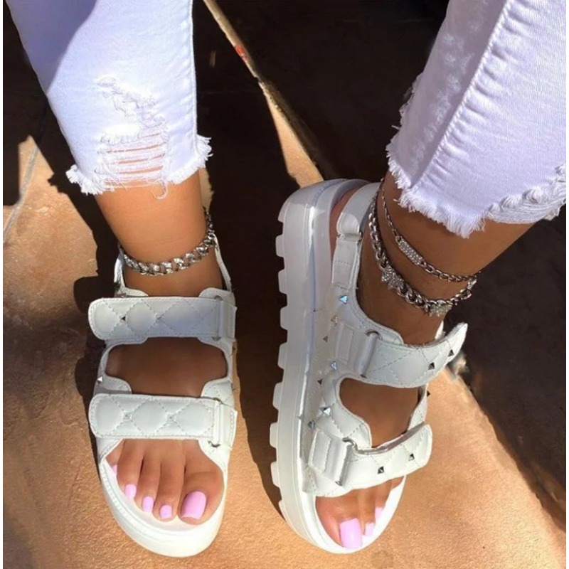 女性用の厚底サンダル,2層,ファッショナブル,アウトドア,耐 - Velcro Strap Sandal のレビューと価格