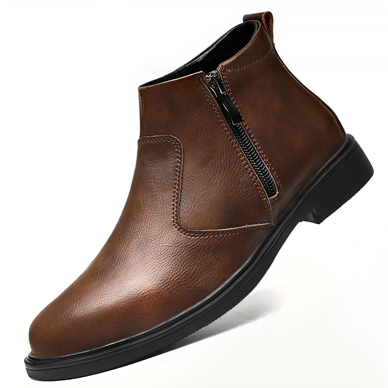 秋と冬の新しいメンズハイカットレザーシューズ、ジッパー付きレ - Men Shoes Formal のレビューと価格