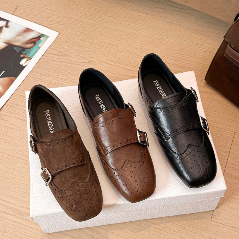 レトロな女性の靴絶妙な英国モンクストラップシューズ女性のため - Monk Strap Shoe のレビューと価格