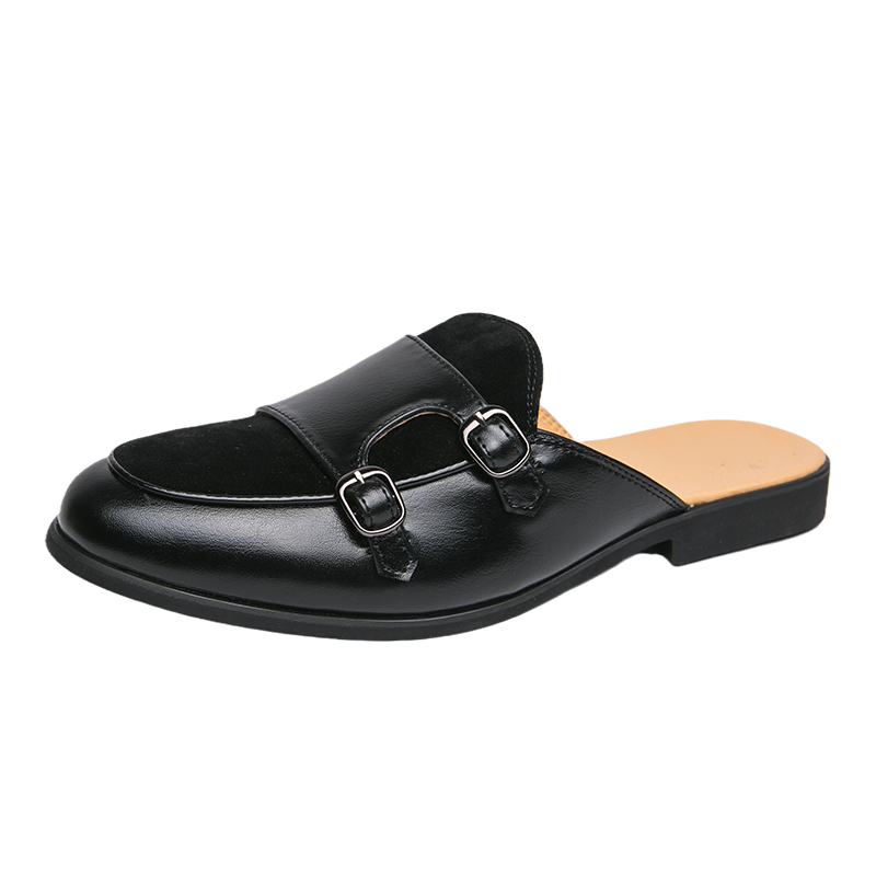 ファッションブラックグリーンモンクストラップハーフスリッパド - Monk Strap Shoe のレビューと価格