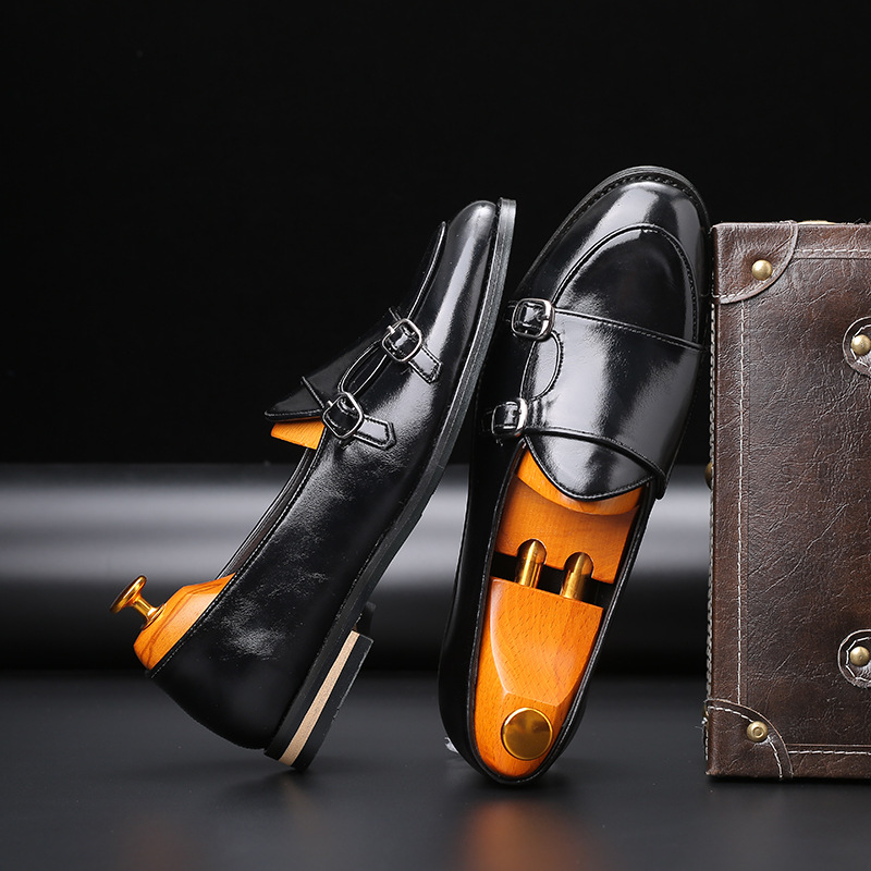 ファッション男性ローファー新しい手作りレトロダブルモンクバッ - Monk Strap Shoe のレビューと価格