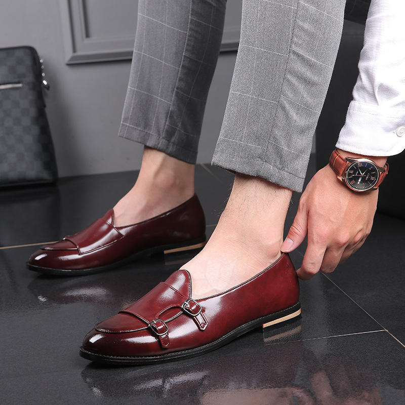 ファッション男性ローファー新しい手作りレトロダブルモンクバッ - Monk Strap Shoe のレビューと価格