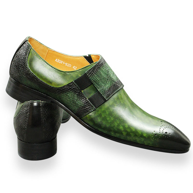 ファッションローファー男性靴クラシックグリーンカラーブローグ - Monk Strap Shoe のレビューと価格