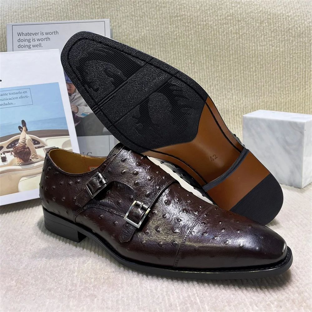 メンズポインテッドパイソンパターン本革モンクシューズダブルバ - Monk Strap Shoe のレビューと価格
