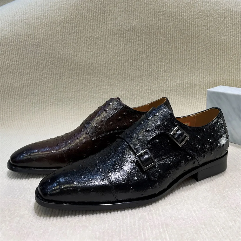 メンズポインテッドパイソンパターン本革モンクシューズダブルバ - Monk Strap Shoe のレビューと価格