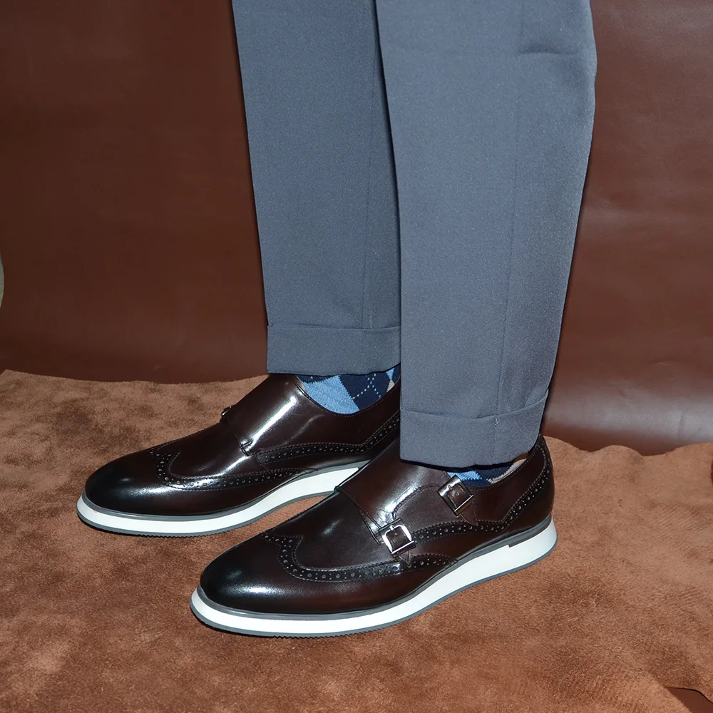 ヨーロッパの高級メンズスニーカー本革モンクストラップダブルバ - Monk Strap Shoe のレビューと価格