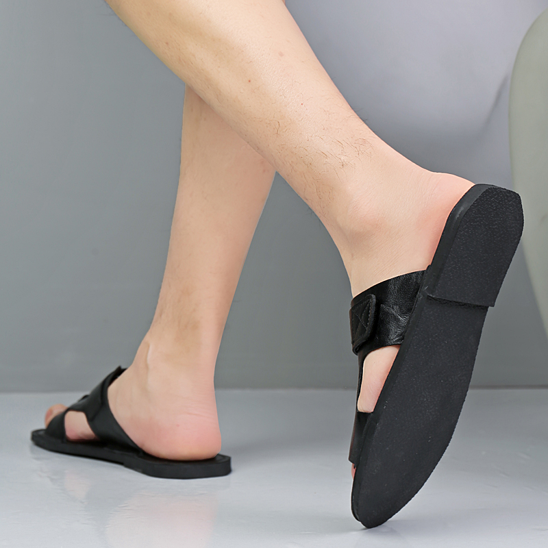大型プレミアムレザーサンダル メンズ 夏新作 滑り止めビーチ - Men'S Shoes Qn のレビューと価格