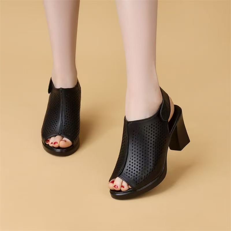 レディース大きいサイズハイヒールオープントゥサンダル夏新作ソ - Velcro Strap Sandal のレビューと価格