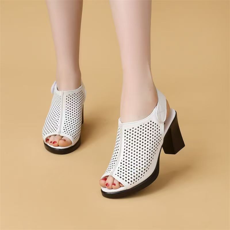 レディース大きいサイズハイヒールオープントゥサンダル夏新作ソ - Velcro Strap Sandal のレビューと価格
