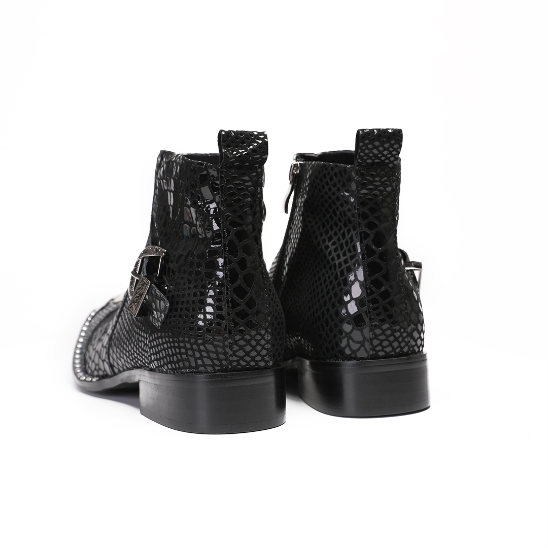 英国黒牛革男性パーティードレスブーツプラスサイズジッパーオー - Men Shoes Formal のレビューと価格